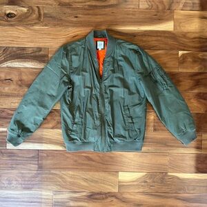 GAP Olive Green Bomber Jacket with Orange Lining